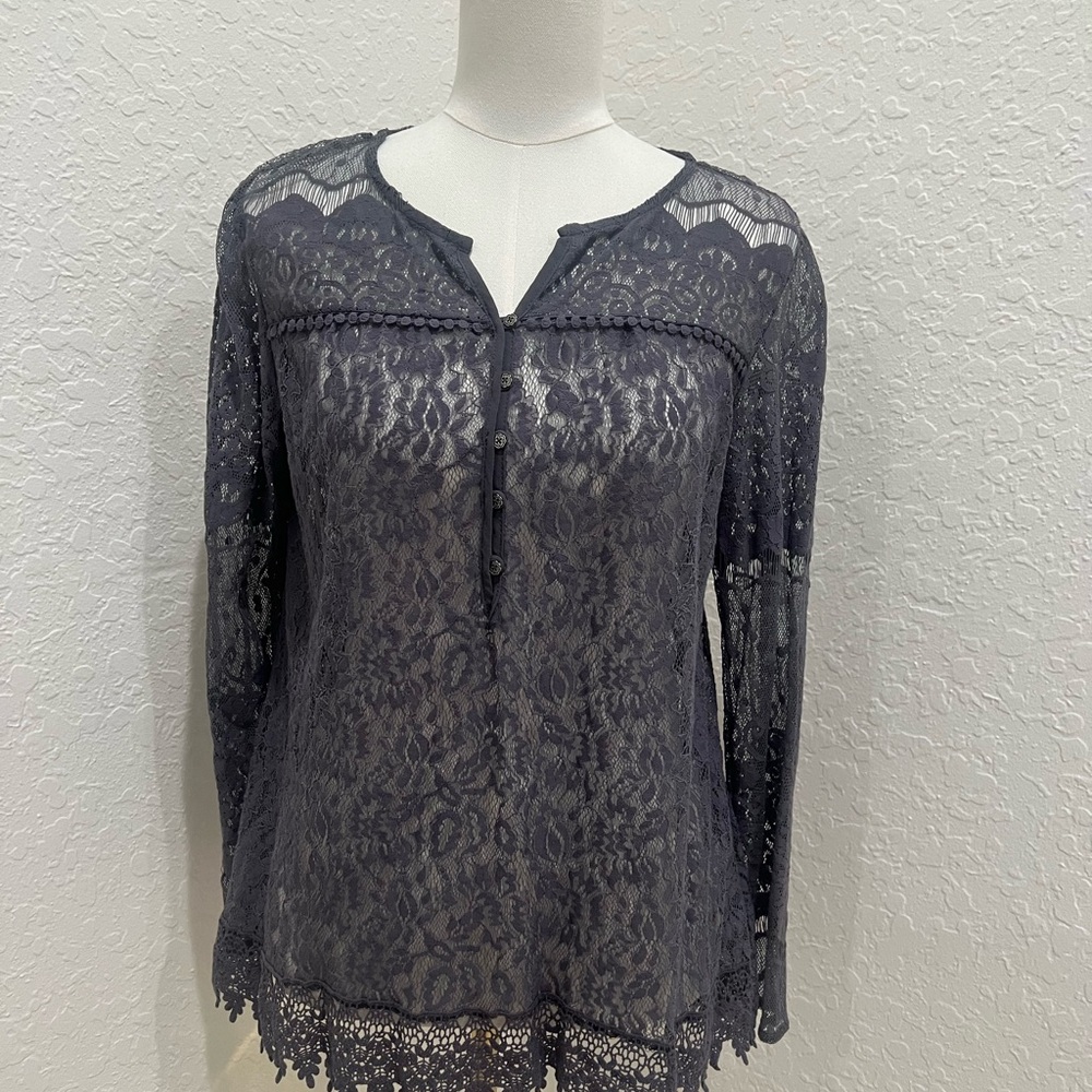 Knox Rose Lace Blouse - Dark Gray